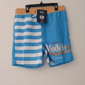 Modelo Men's Blue Striped Swim Trunks